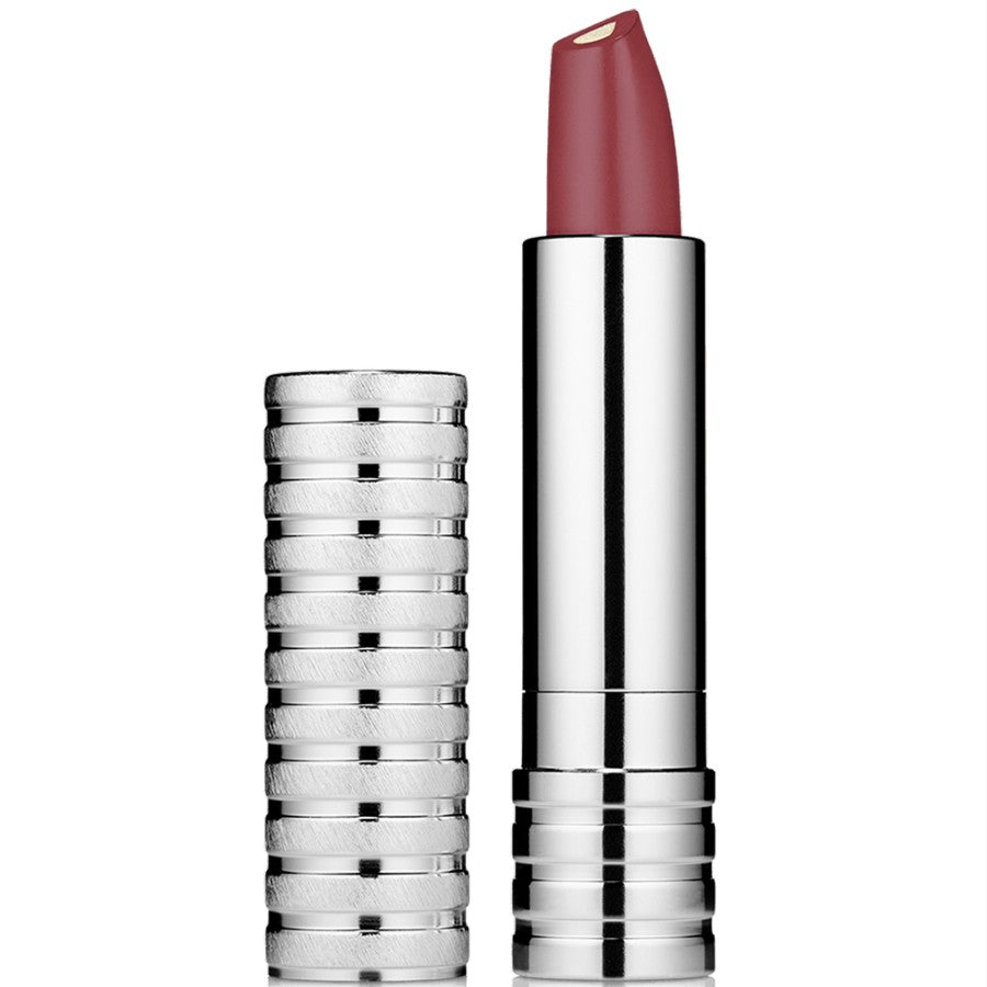 Lipstick with silver casing on a white background