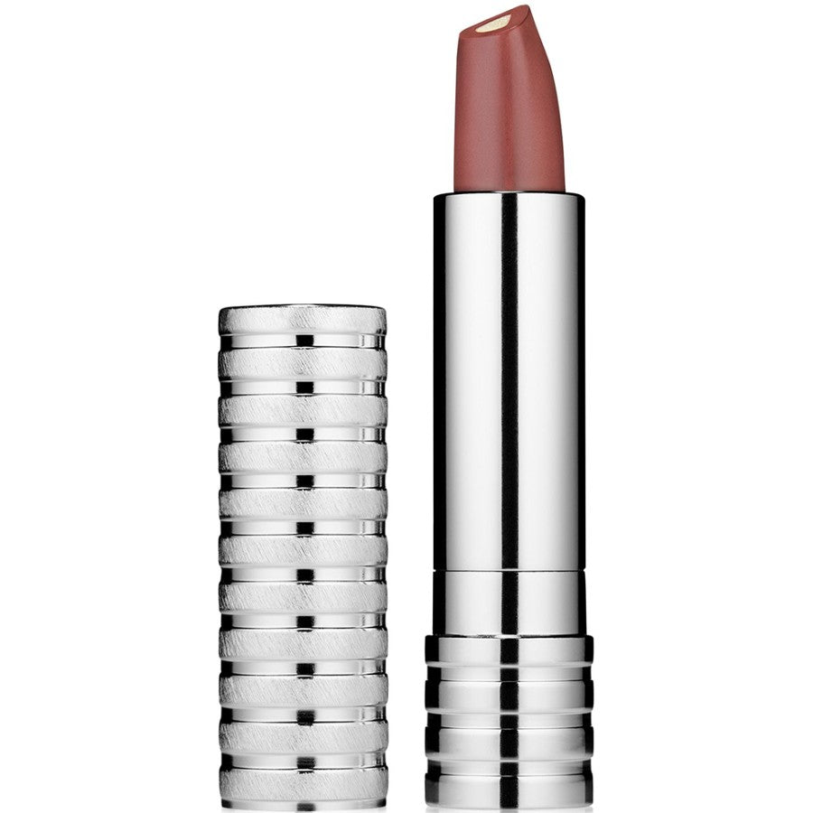 Lipstick with silver casing on a white background