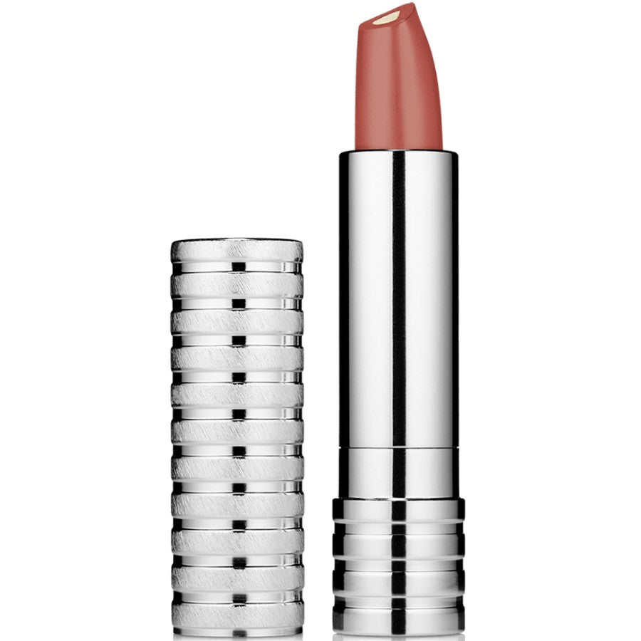 Lipstick with silver casing on a white background