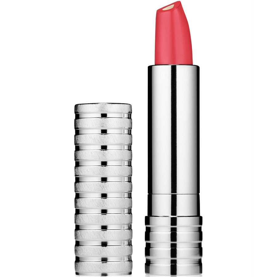 Lipstick with silver casing on a white background