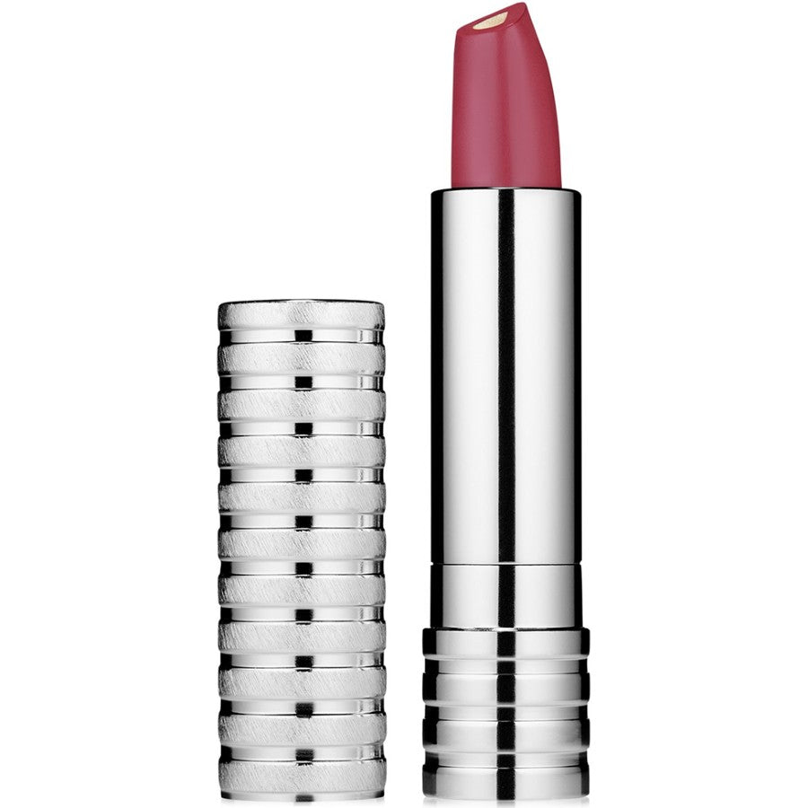 Lipstick with silver casing on a white background