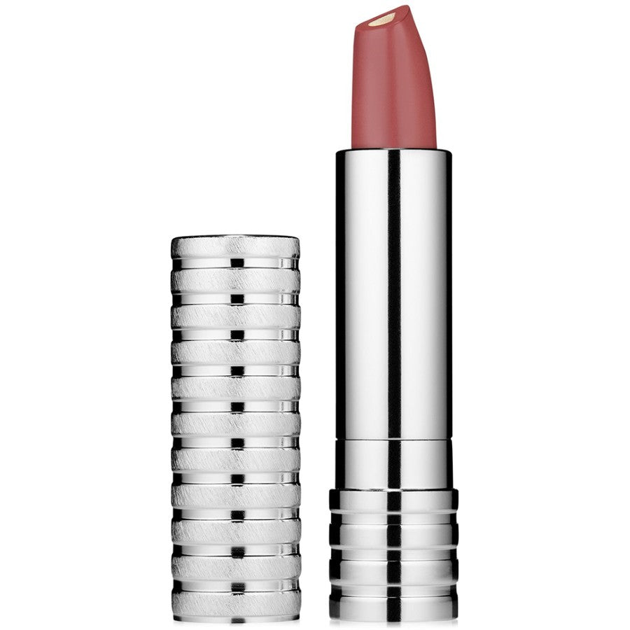 Lipstick with silver casing on a white background