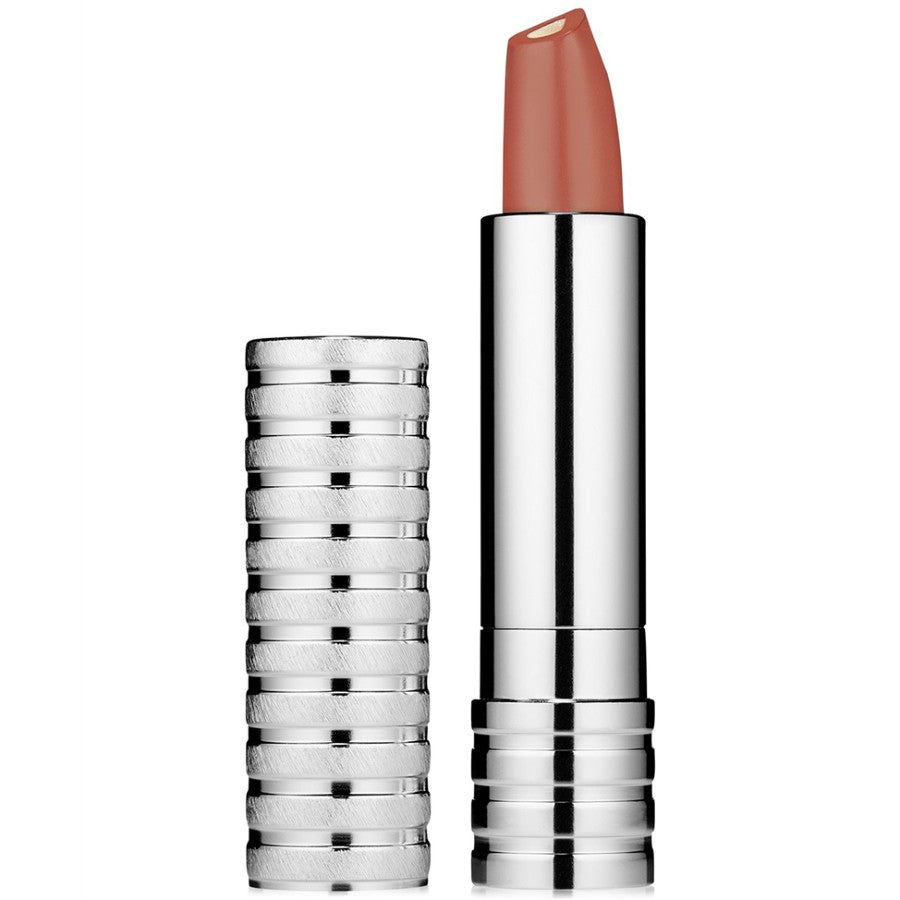 Lipstick with silver casing on a white background