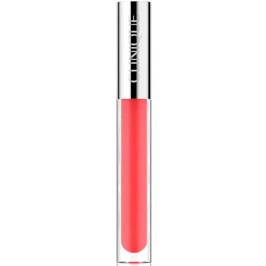 Clinique lip gloss in a clear tube on a white background