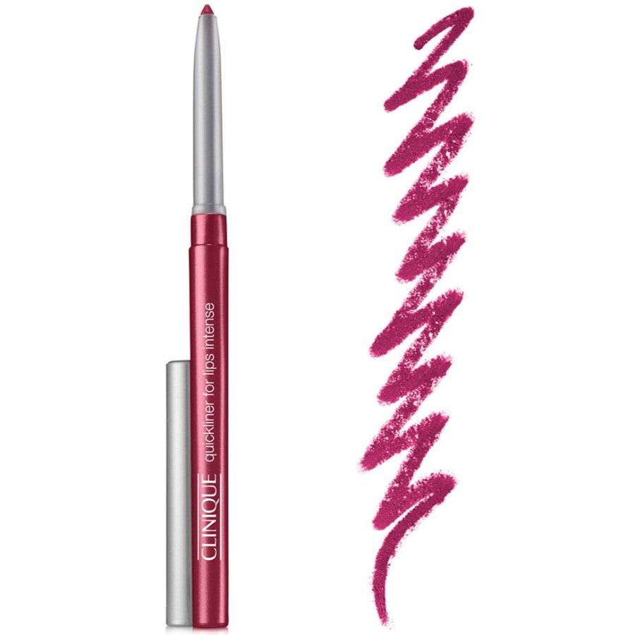 Clinique lip liner with a wavy line of color on a white background