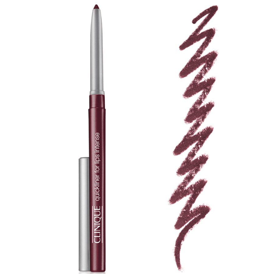 Clinique lip liner with a wavy line of color on a white background