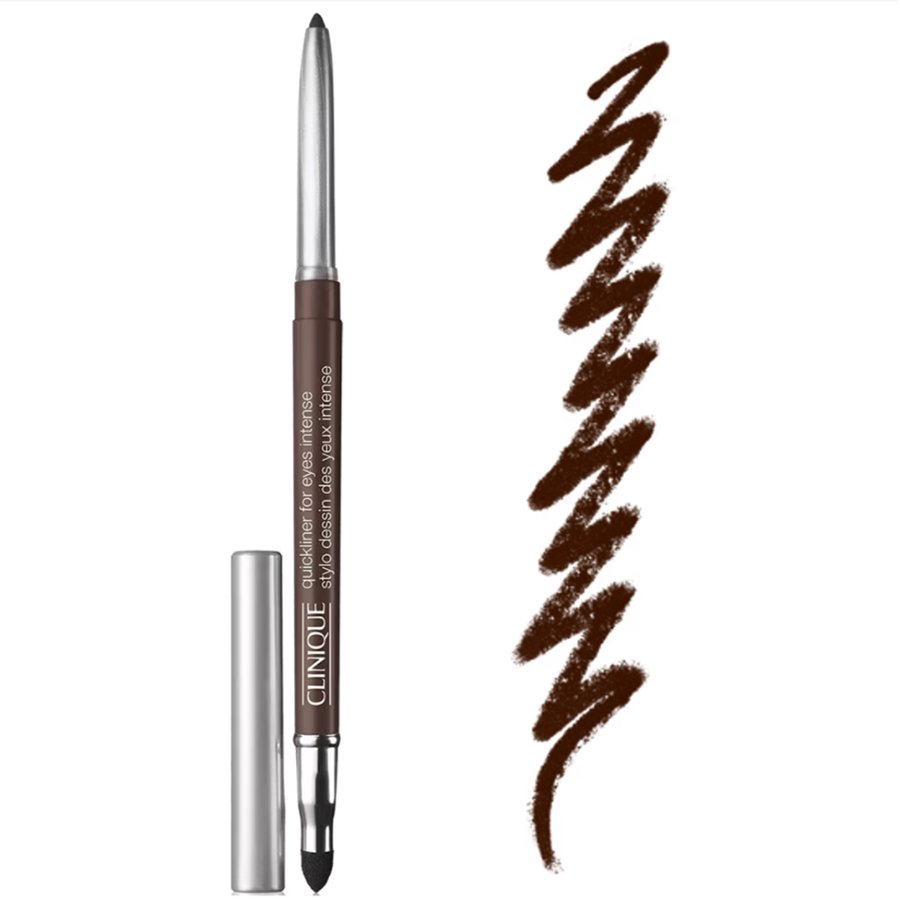 Clinique eyeliner pencil with a sample line on a white background