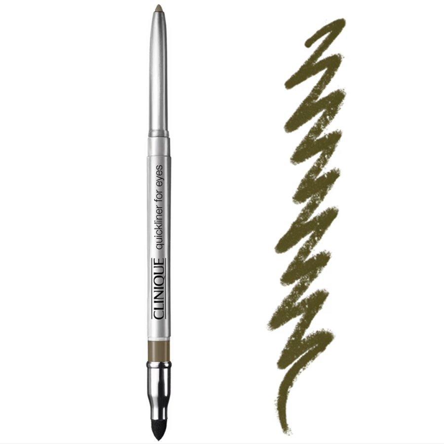 Clinique eyeliner pen with a sample application on a white background