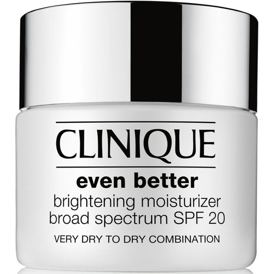Clinique moisturizer jar with silver lid on a white background