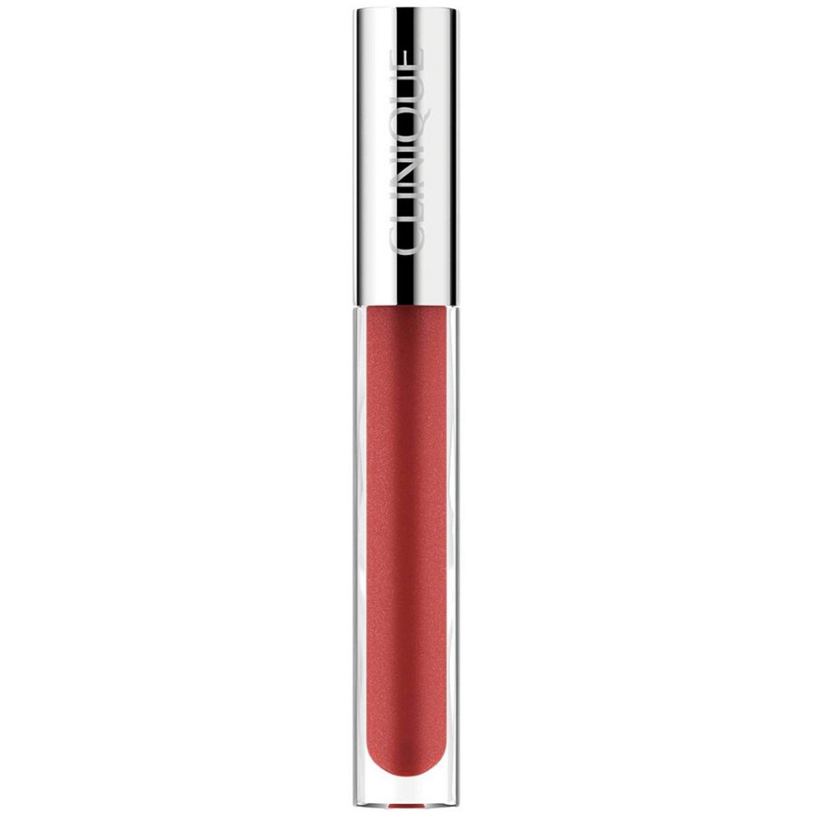 Clinique lip gloss in a clear tube on a white background