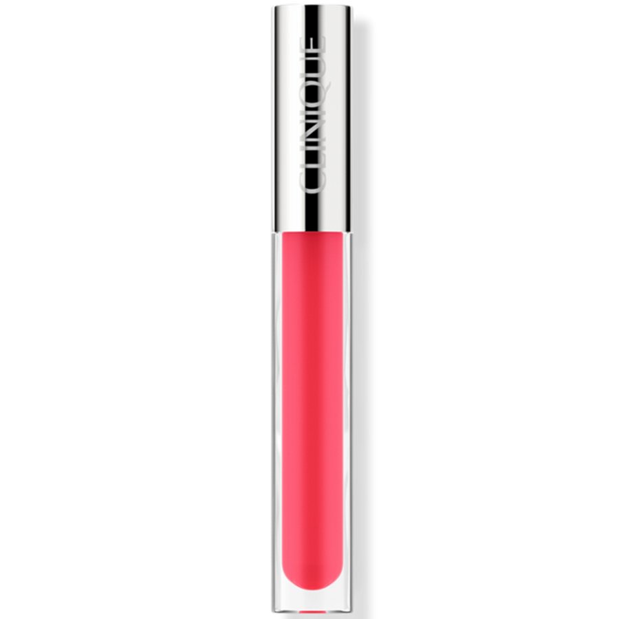 Clinique lip gloss in a clear tube on a white background
