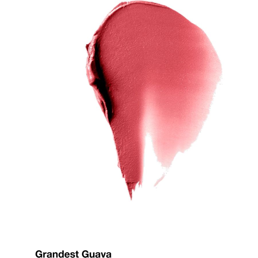 Close-up of a swatch of Grandest Guava on a white background