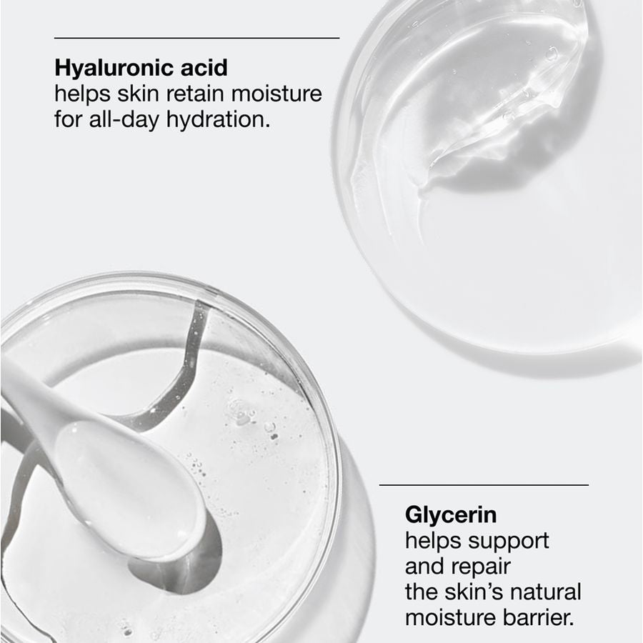 Close-up of hyaluronic acid and glycerin with text on a white background