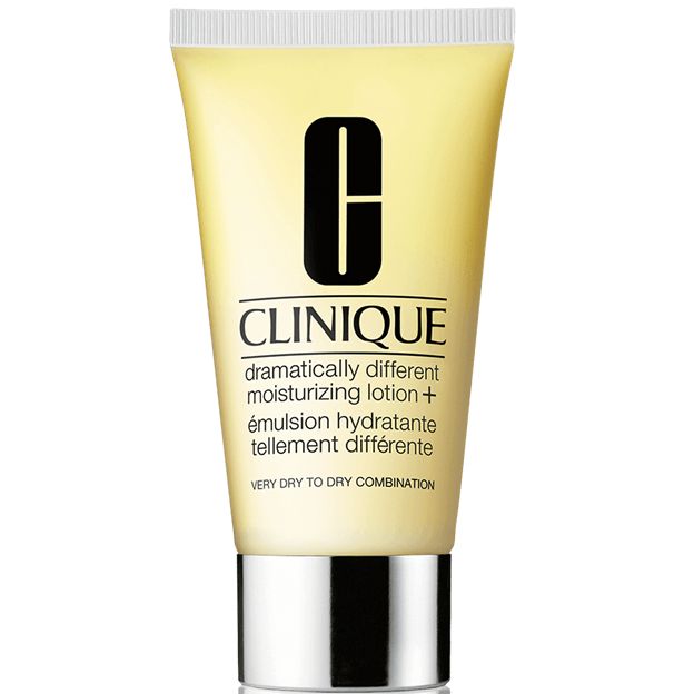 Clinique moisturizing lotion tube on a white background
