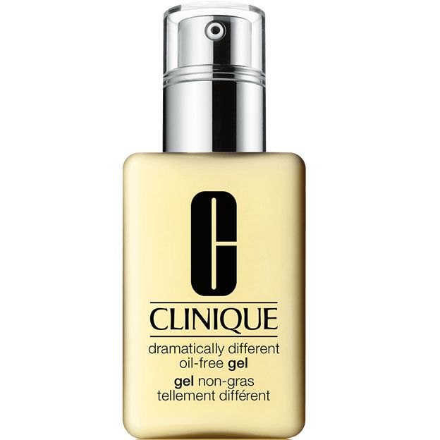 Clinique bottle of dramatically different oil-free gel on a white background