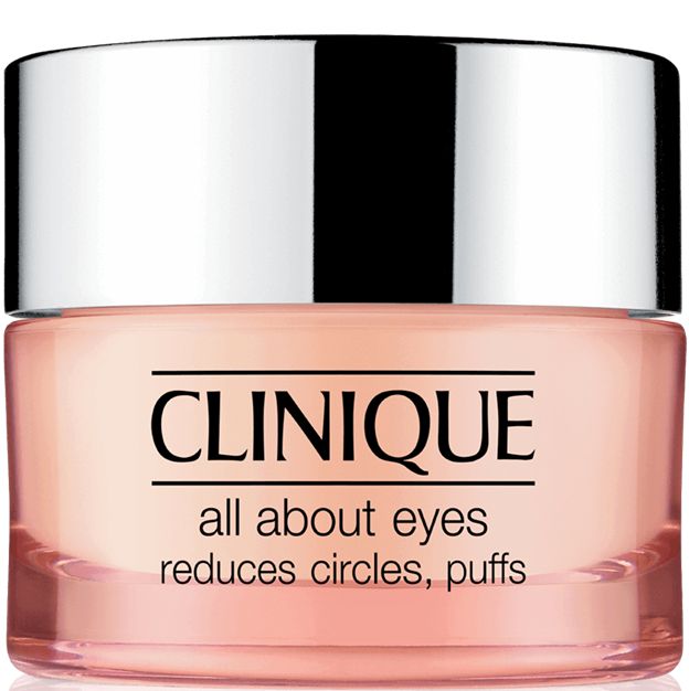 Clinique eye cream jar with pink body and silver lid