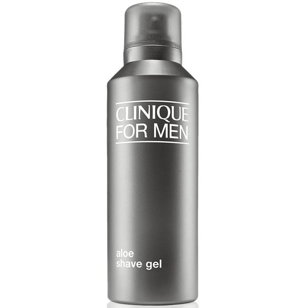 Clinique for Men aloe shave gel bottle on a white background