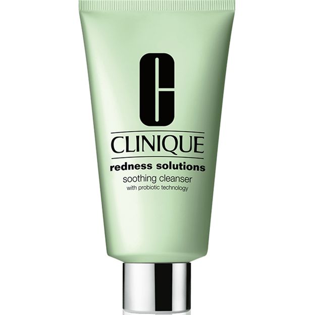 Clinique redness solutions soothing cleanser tube on a white background