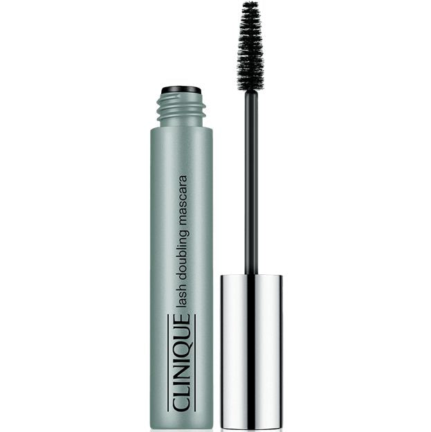 Clinique mascara with wand on a white background