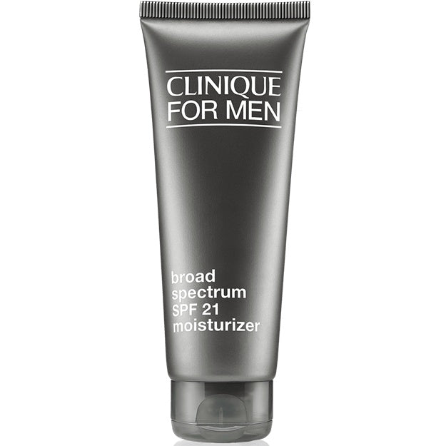 Clinique for Men broad spectrum SPF 21 moisturizer tube on a white background