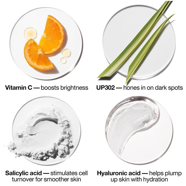 Illustration of skincare ingredients with text describing their benefits