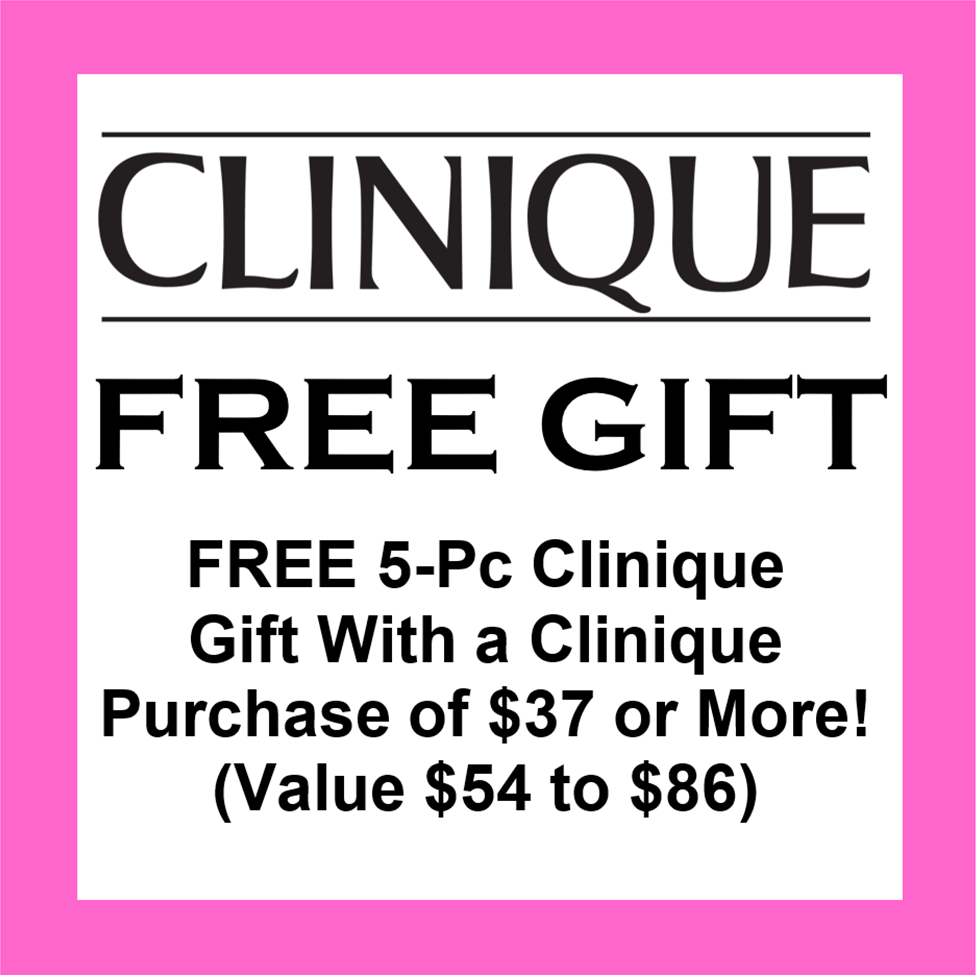 Clinique free gift offer on a pink background