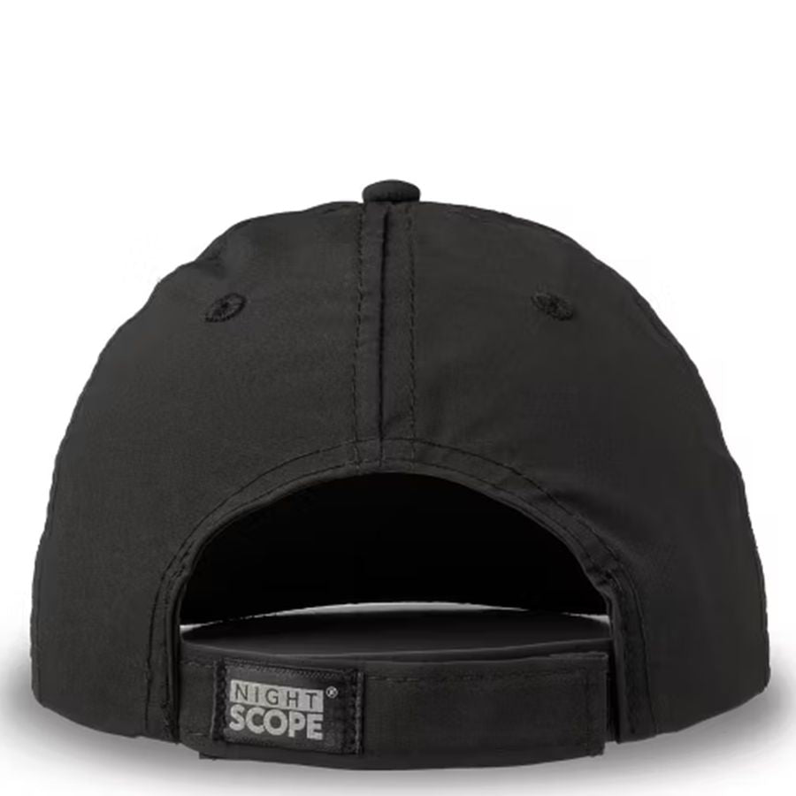 Black cap with 'Night Scope' logo on a white background