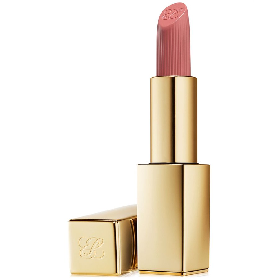 Lipstick with gold casing on a white background
