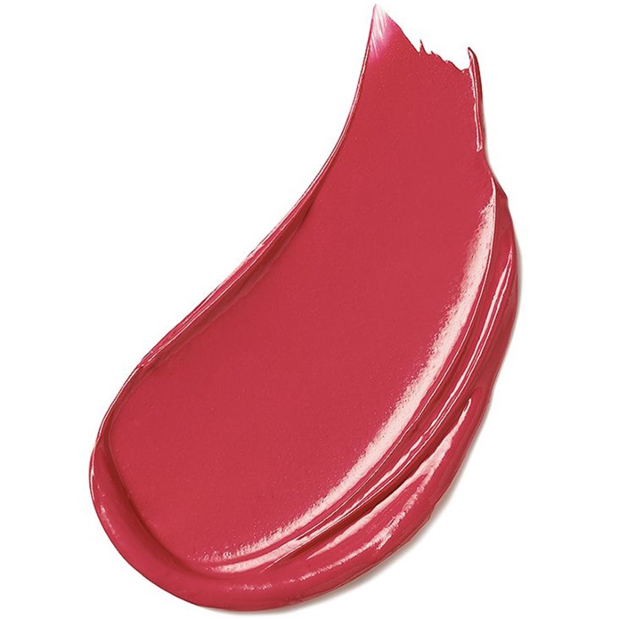 Close-up of a swatch of red lipstick on a white background