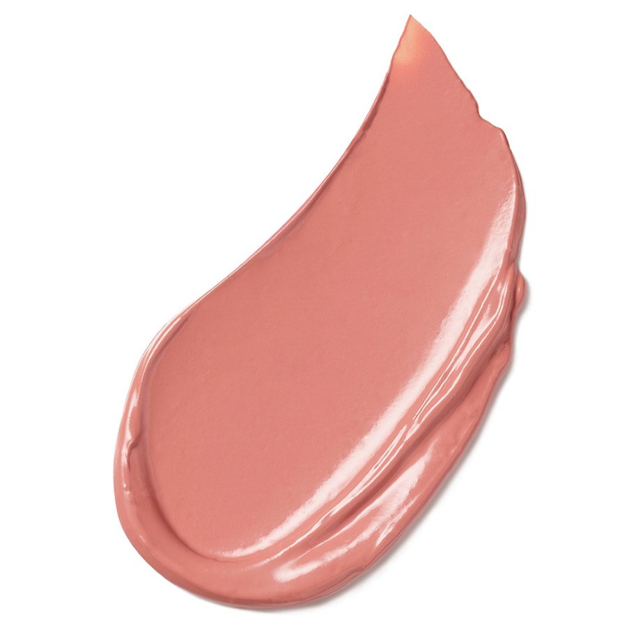 Pink lip gloss swatch on a white background