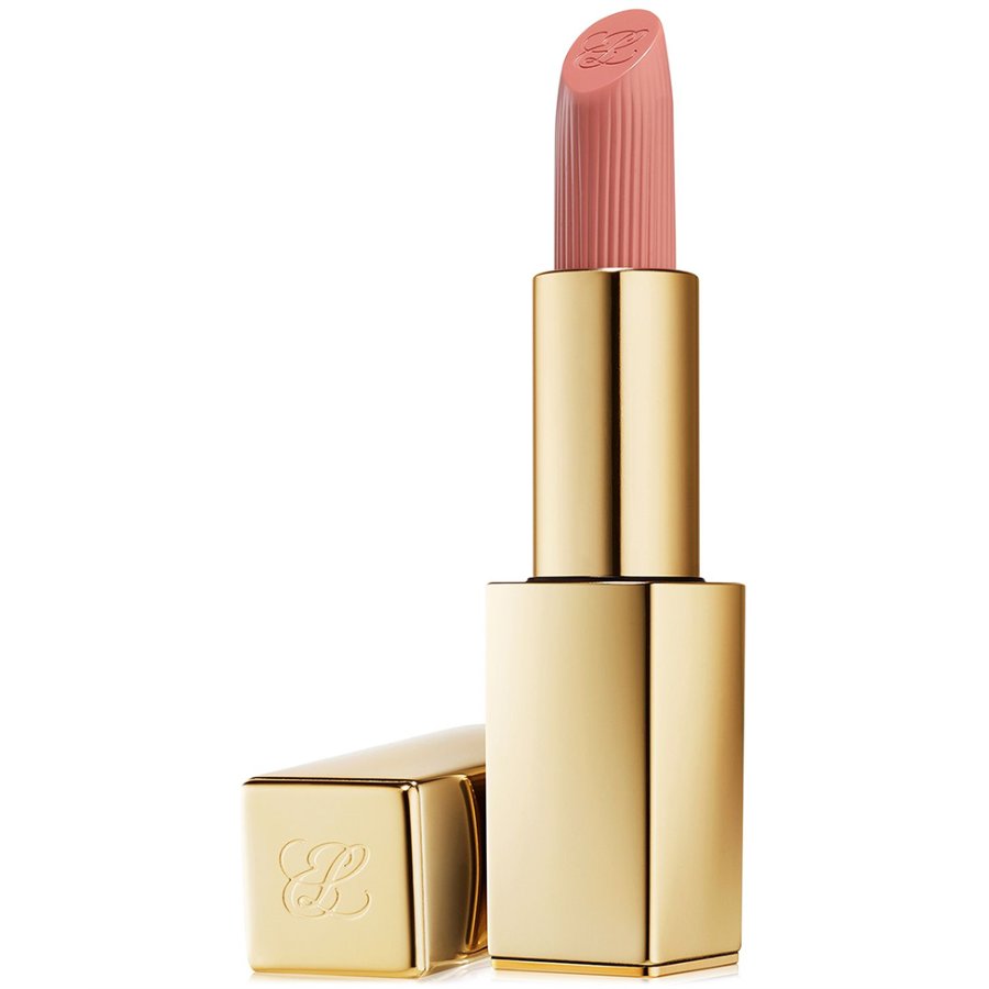 Gold lipstick with a pink shade on a white background