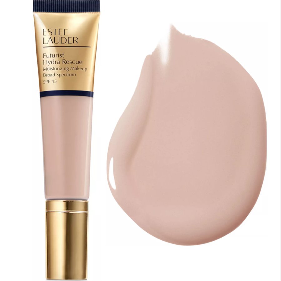 Tube of ESTÉE LAUDER Futurist Hydra Rescue and a color swatch.
