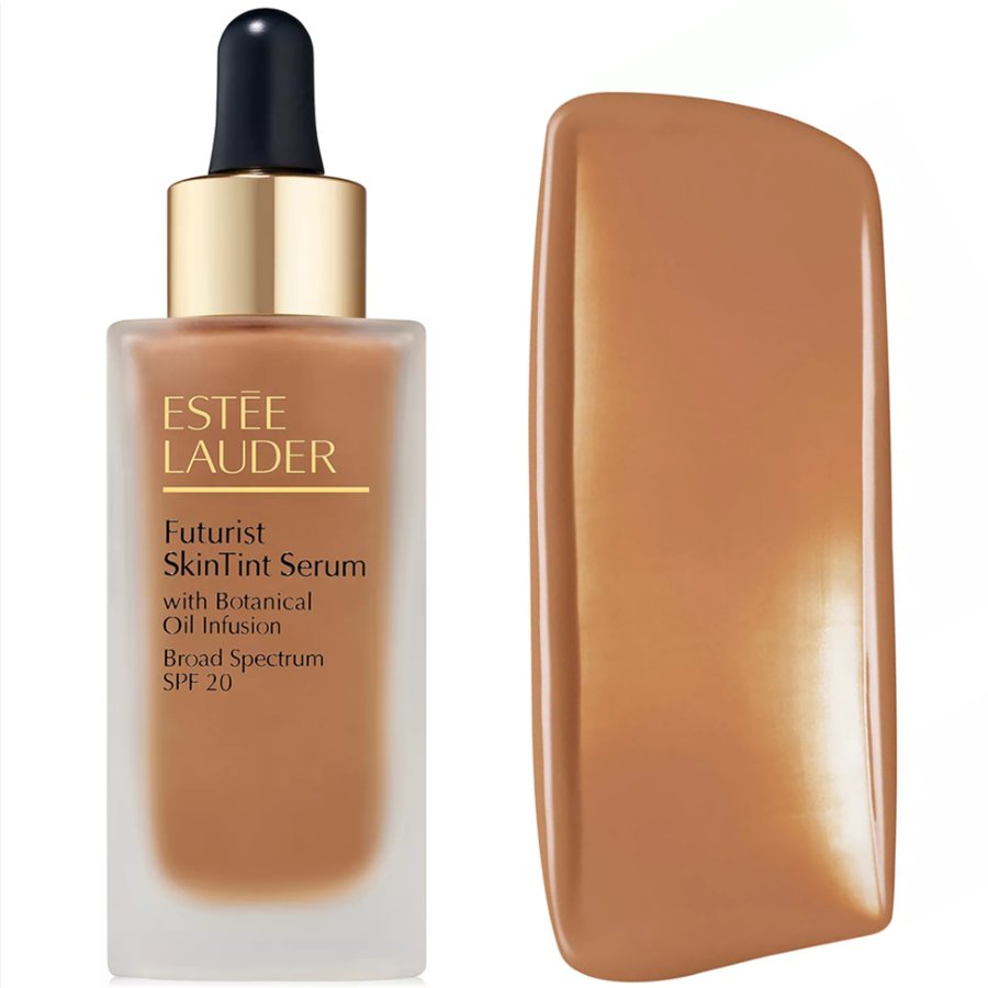 Estée Lauder Futurist SkinTint Serum with color swatch on a white background