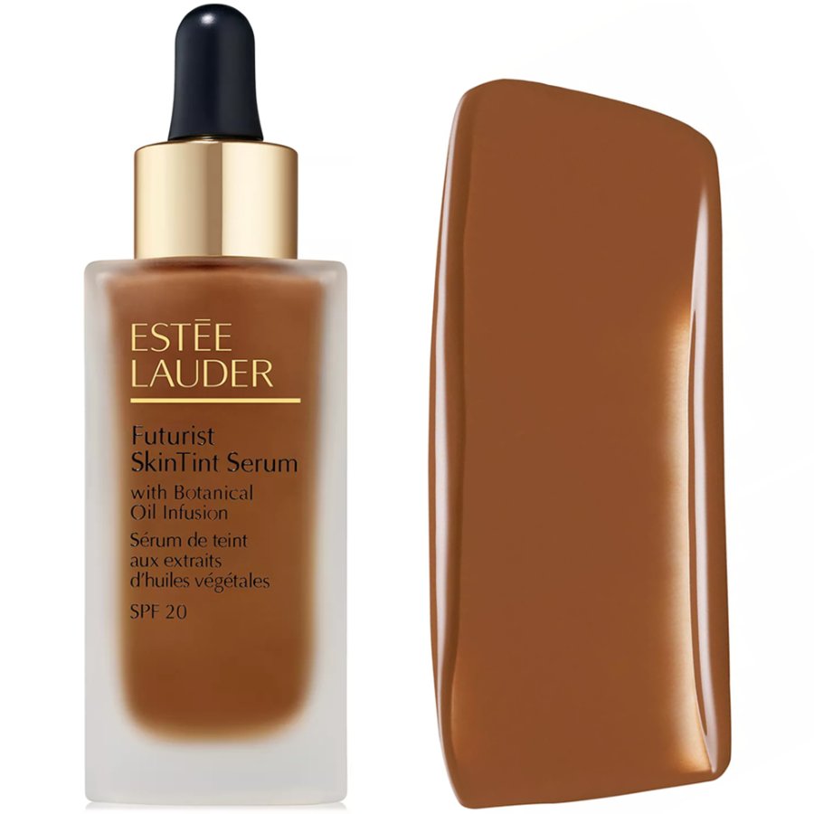 Estée Lauder Futurist SkinTint Serum with color swatch on a white background