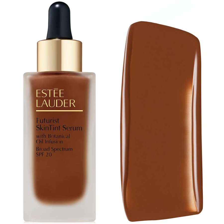 Estée Lauder Futurist SkinTint Serum with color swatch on a white background