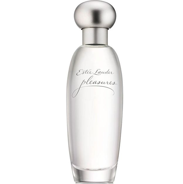 Estee Lauder Pleasures perfume bottle on a white background