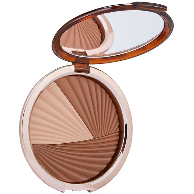 Two matte powder bronzers and one luminous highlighter.