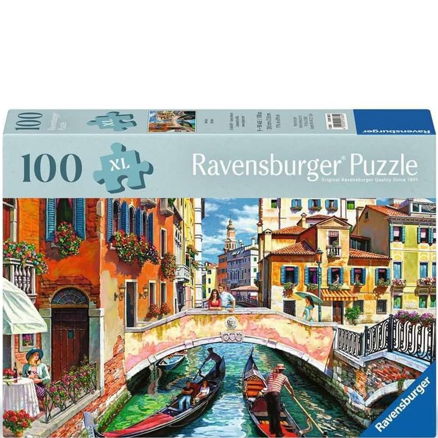 Ravensburger puzzle box featuring a scenic Italian canal with gondolas and colorful buildings.