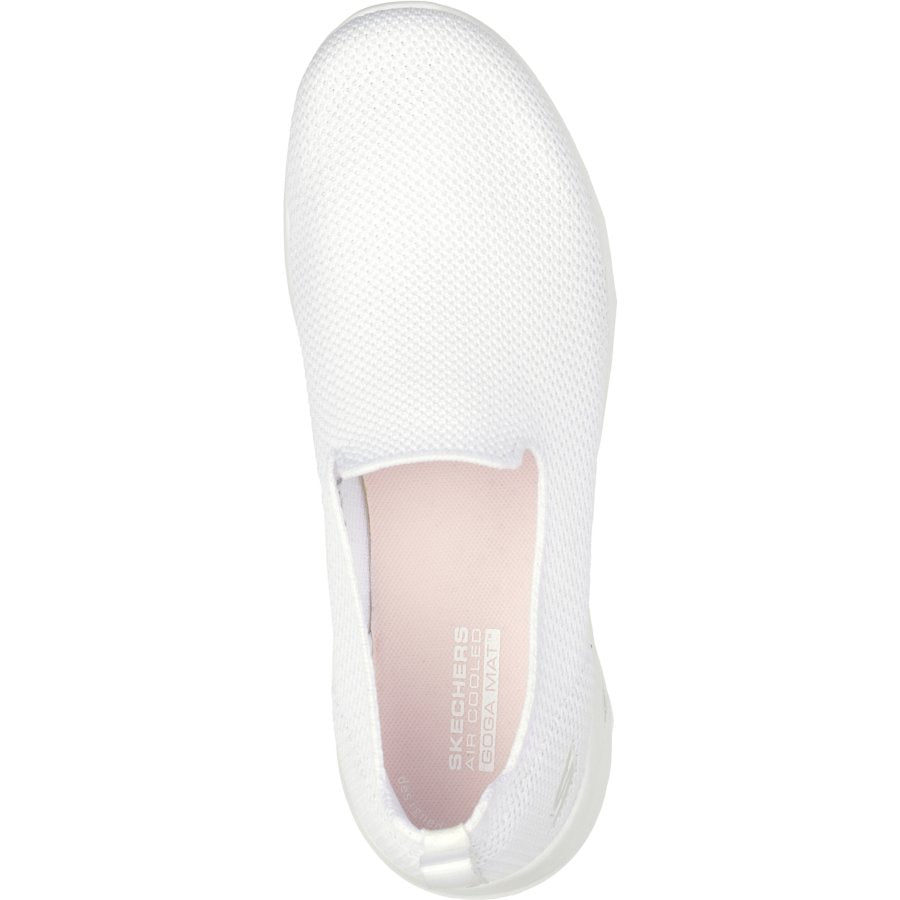 White slip-on sneaker with pink interior on a white background