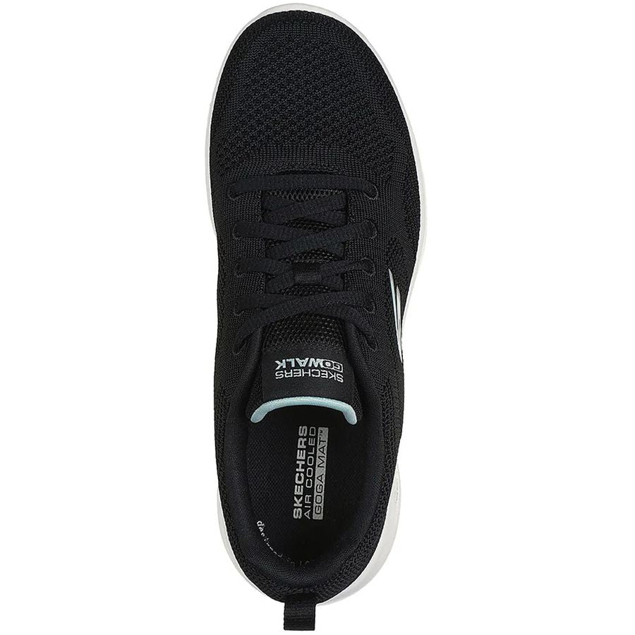 Black sneaker with visible brand logo on a white background