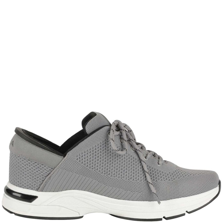 Gray sneaker with white sole on a white background
