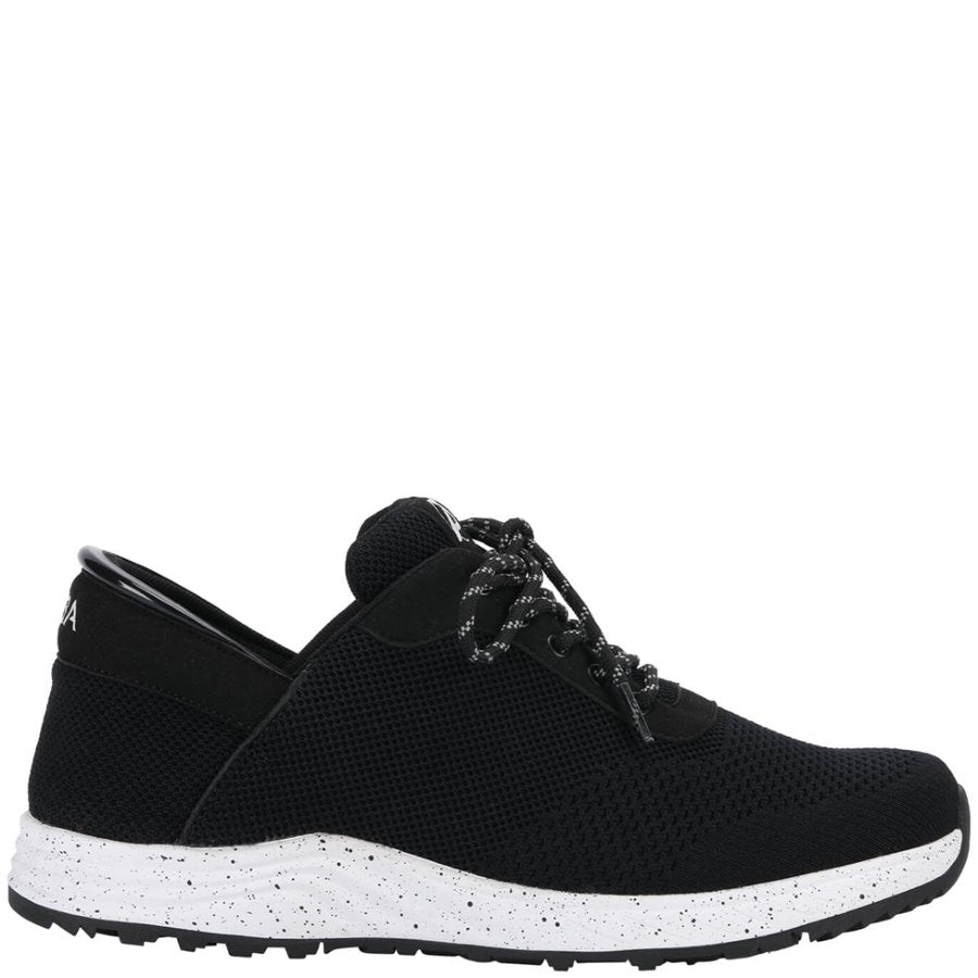 Black sneaker with white sole on a white background